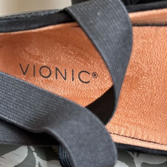 Vionic Shoes Ellery Black Ballerina Ankle Strap Wedge Size 6.5 - Picture 7 of 8